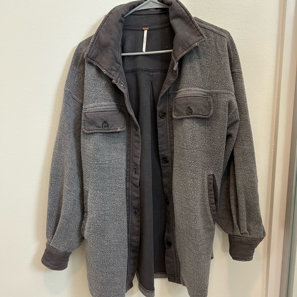 Free people gray/navy ruby shacket